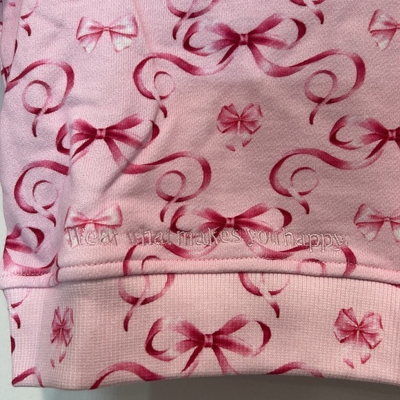 Terez ribbon and bow pink Cartoon Print  crewneck Sweater pullover 5 new girls - Picture 2 of 5